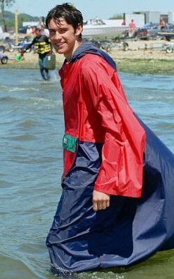 cape with sleeves in the water on beach